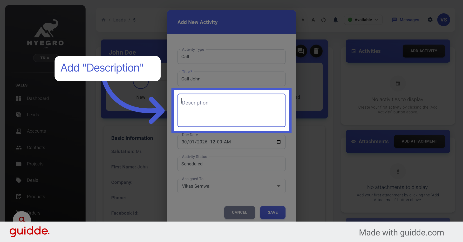 Select Description Field