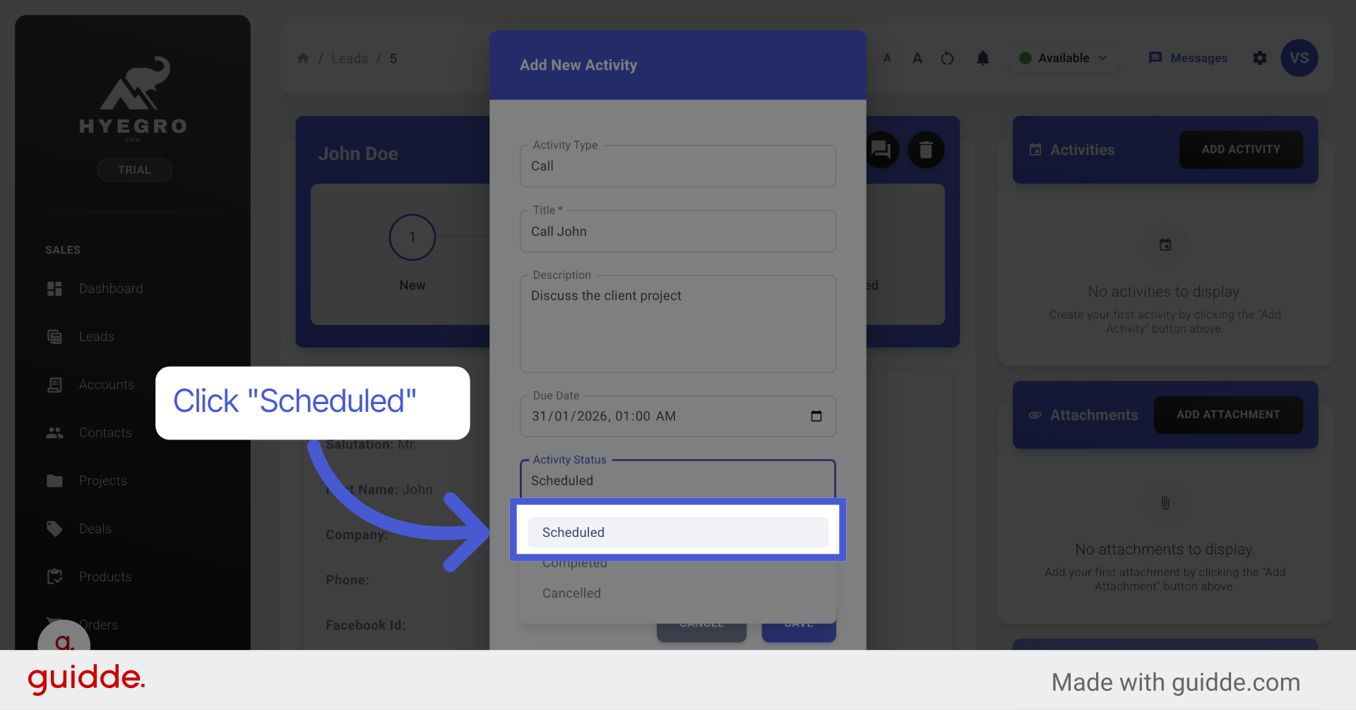 Confirm Scheduled Status