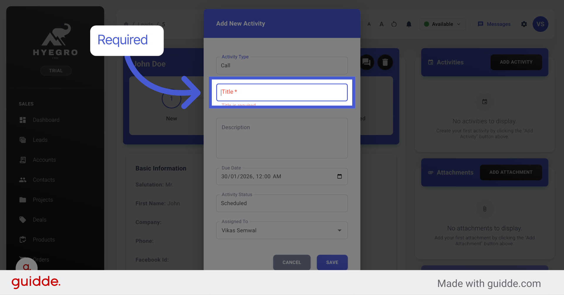 Focus on Title Field