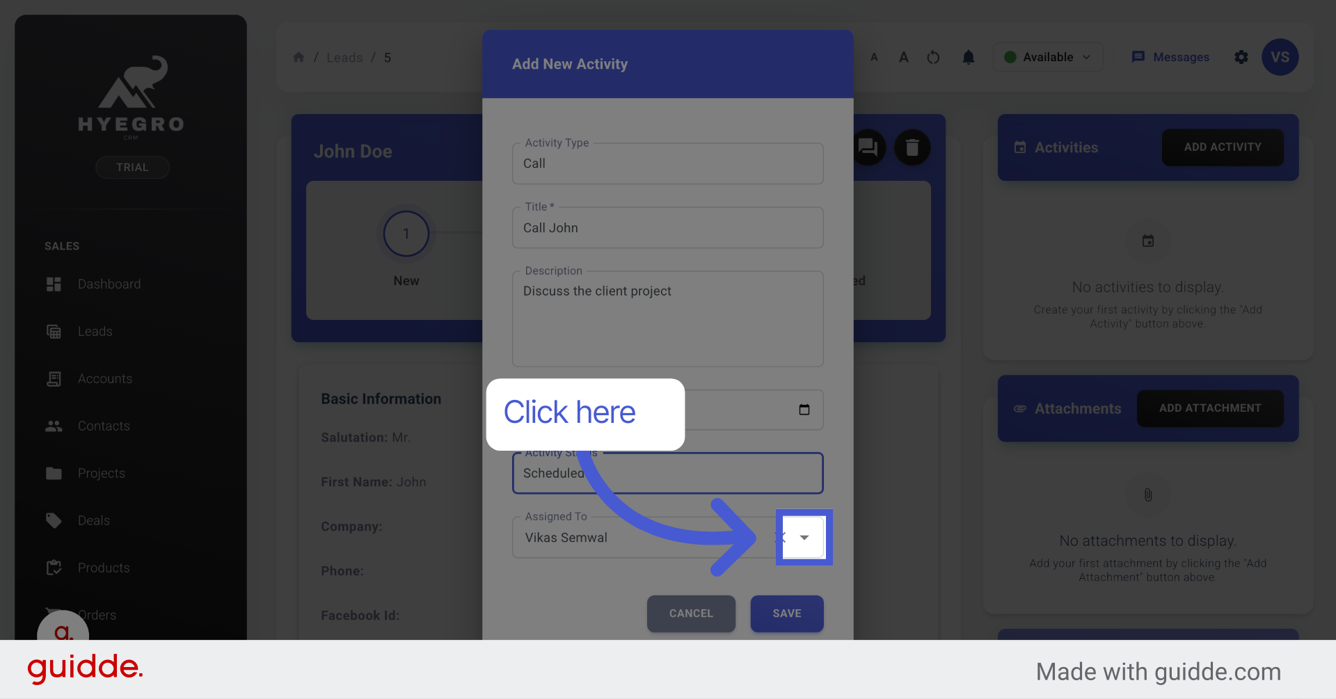 Open Assigned To Dropdown