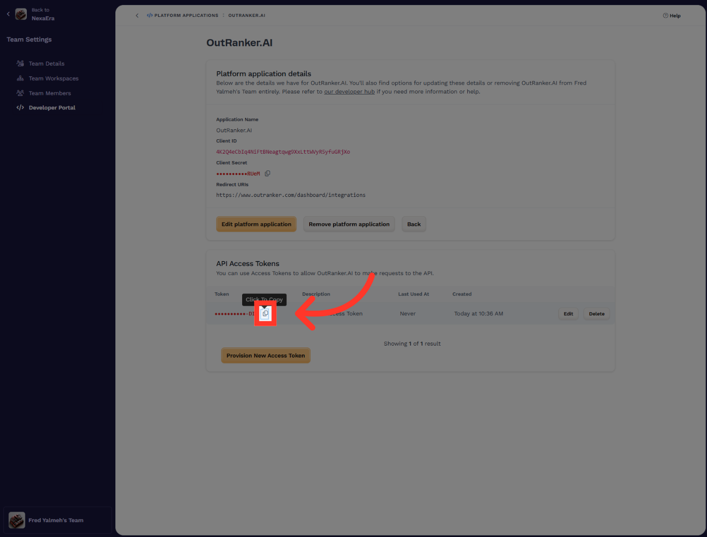 Click Secret Entry Link