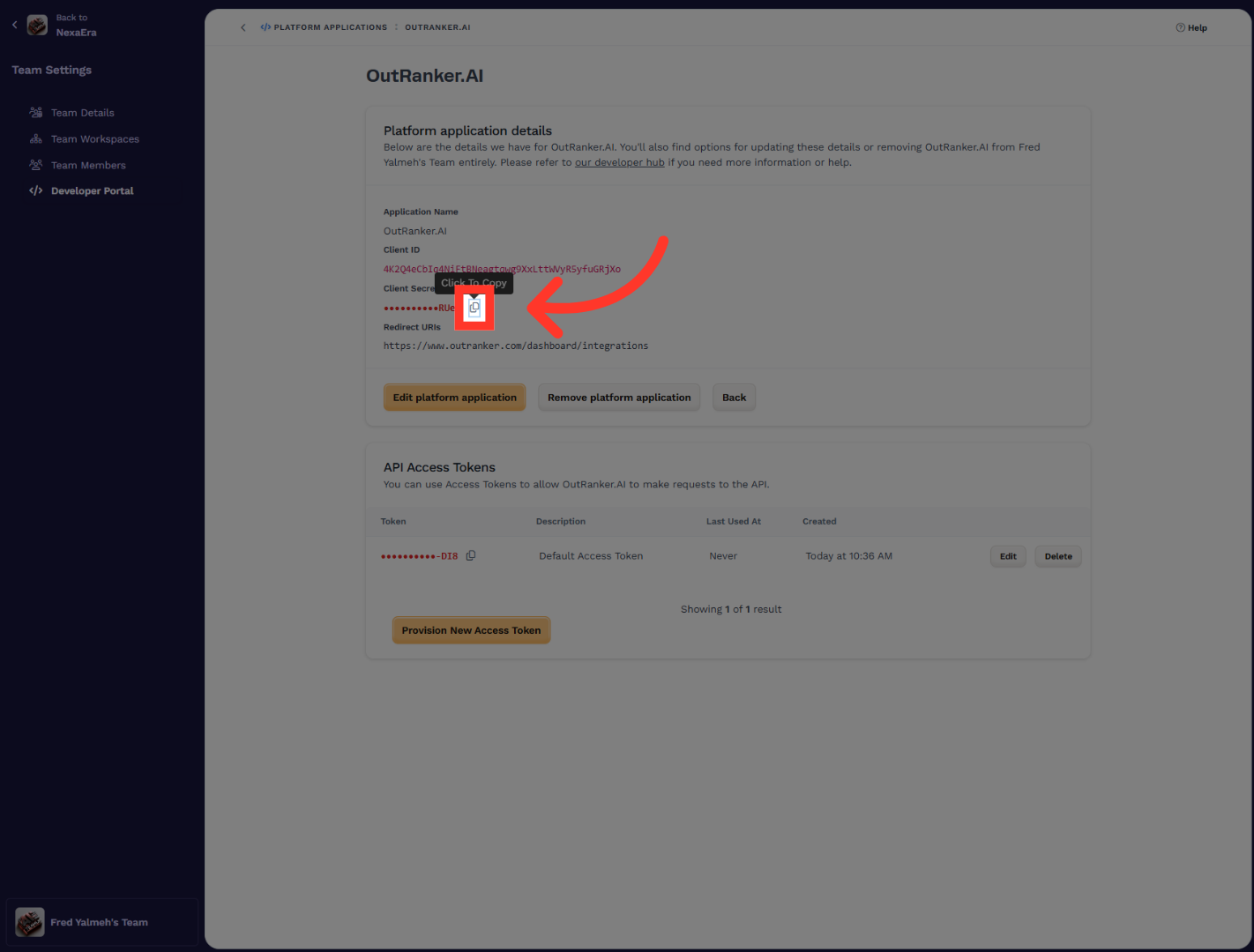 Click Authorization Link