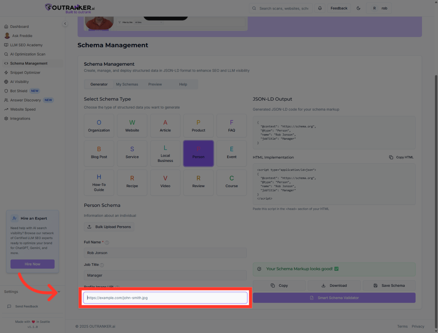 Click 'Profile Image URL'