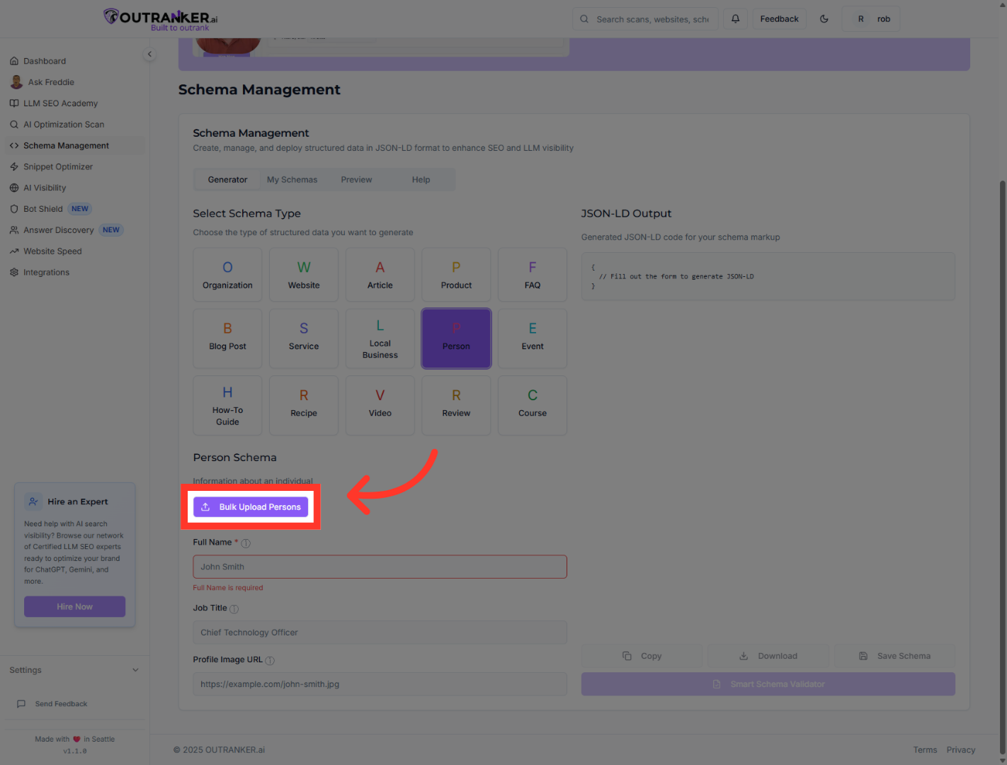 Click 'Bulk Upload Persons'