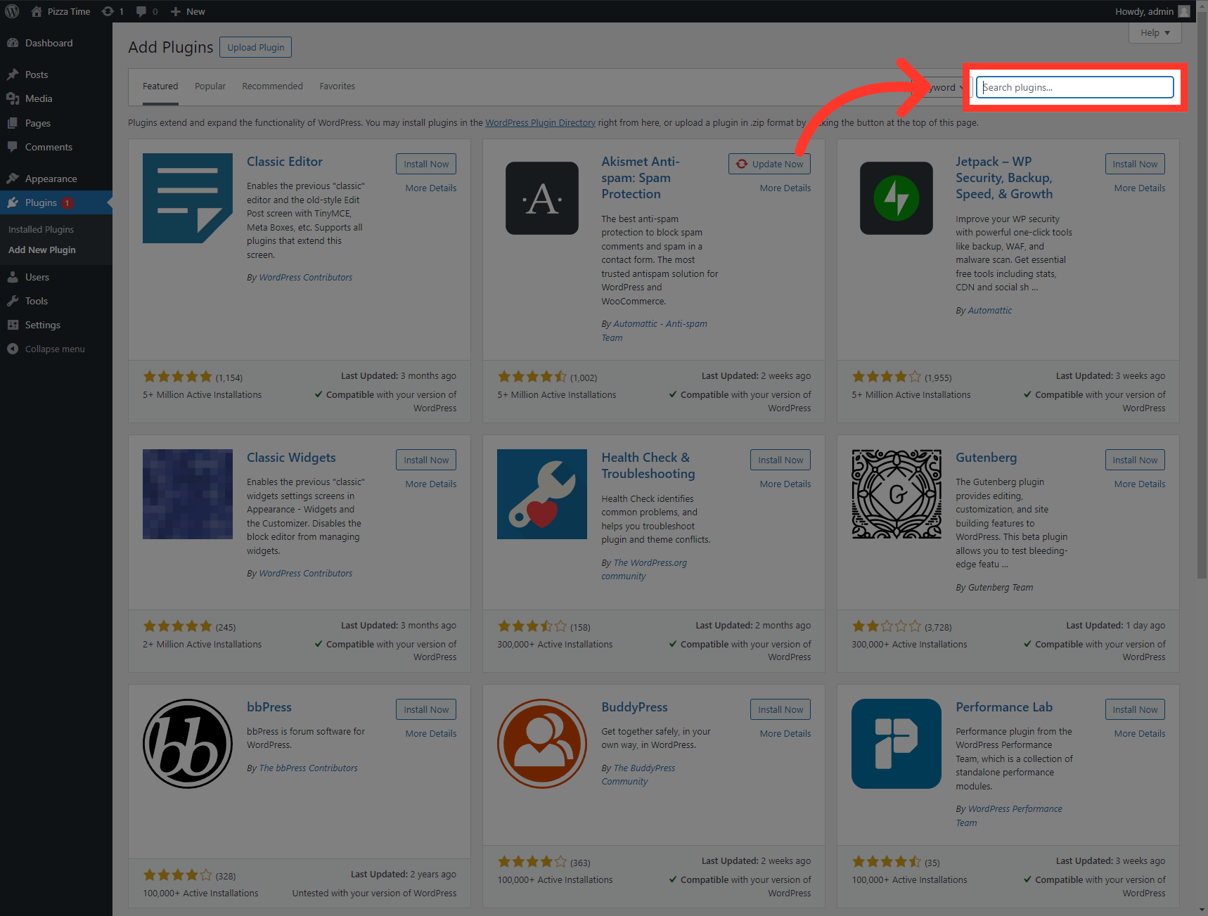 Click 'Search plugins...'