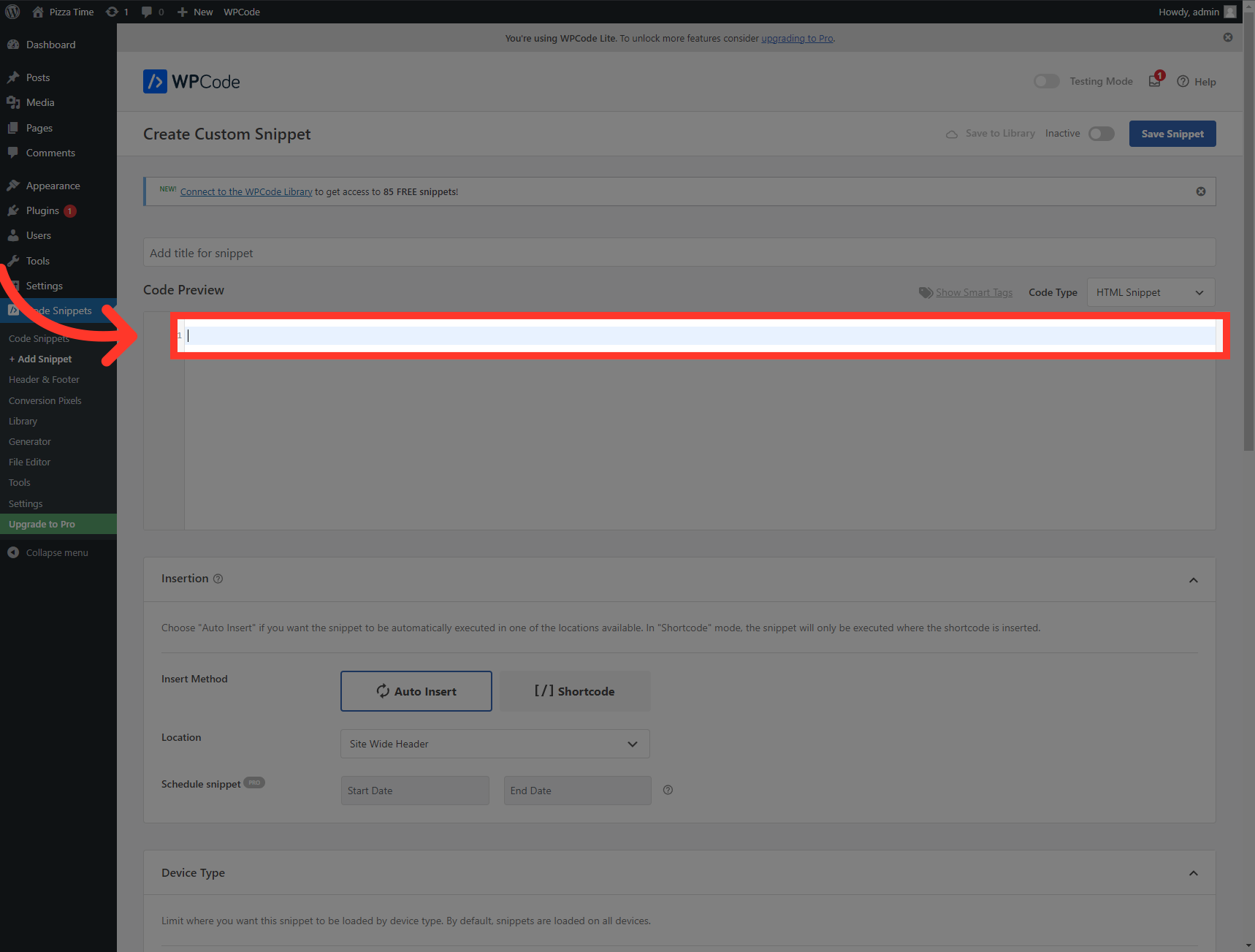 Paste the embed code that
you copied from AI Team
Up earlier.