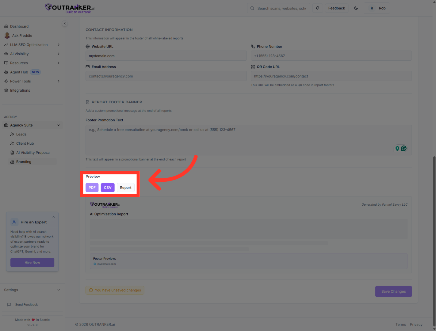 Select CSV Export Option