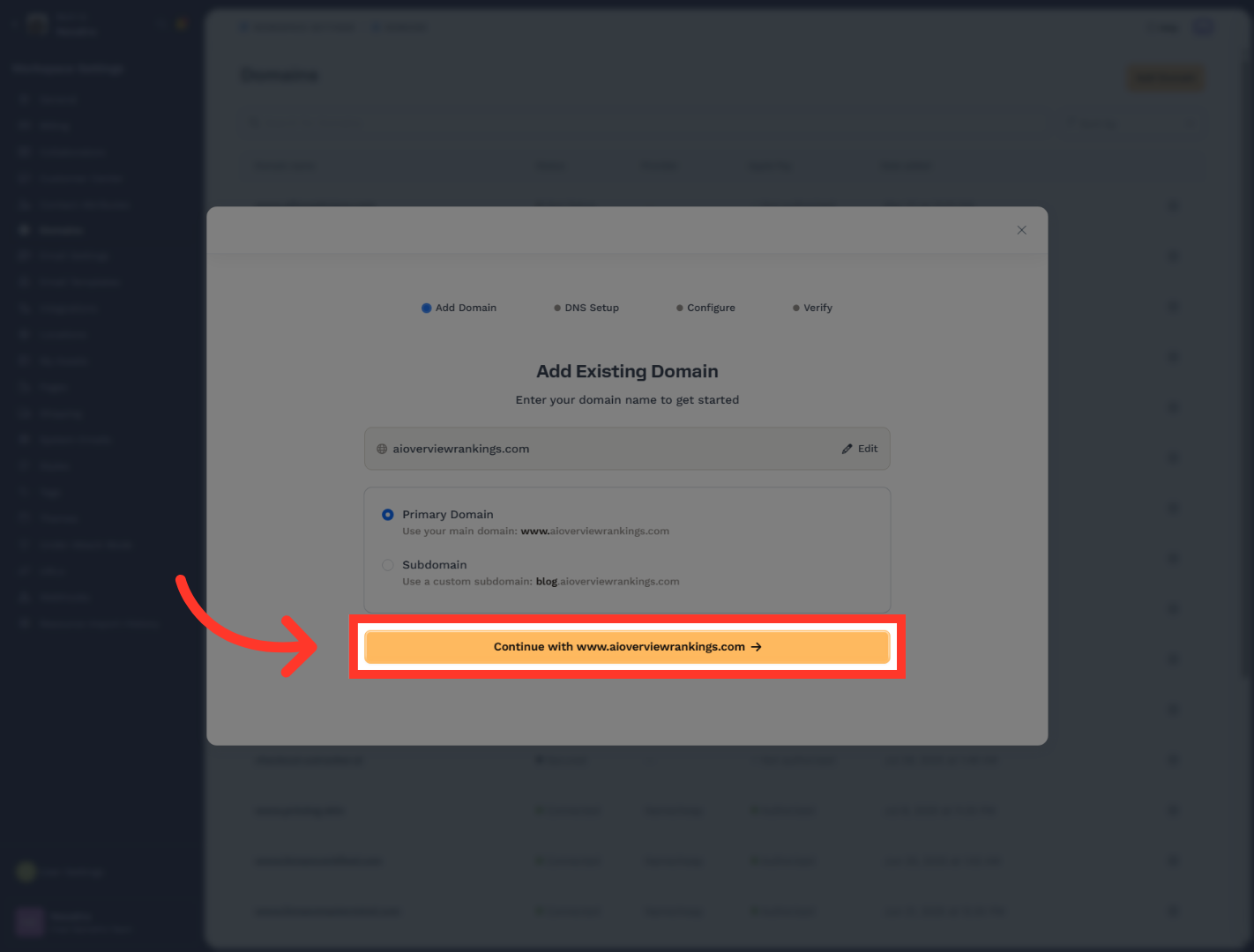 Confirm Domain with WWW