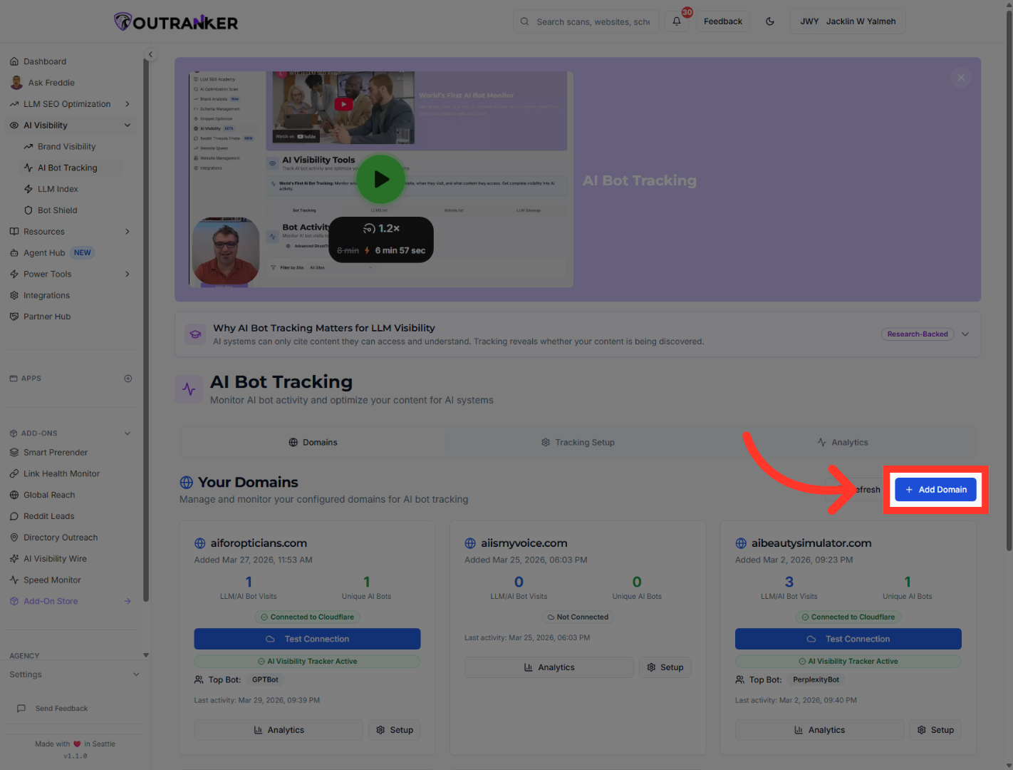 Initiate Adding New Domain