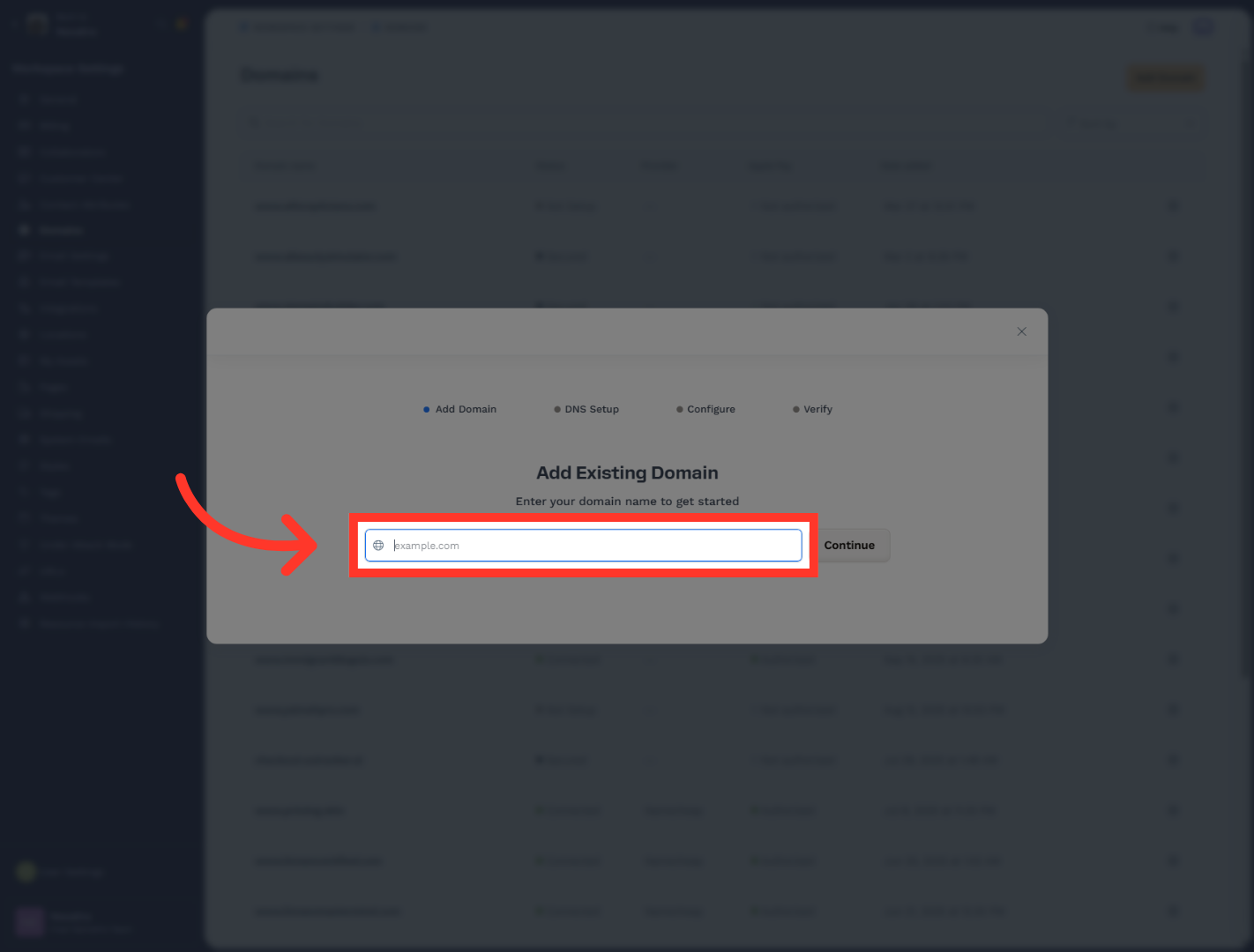 Select Domain Name Field