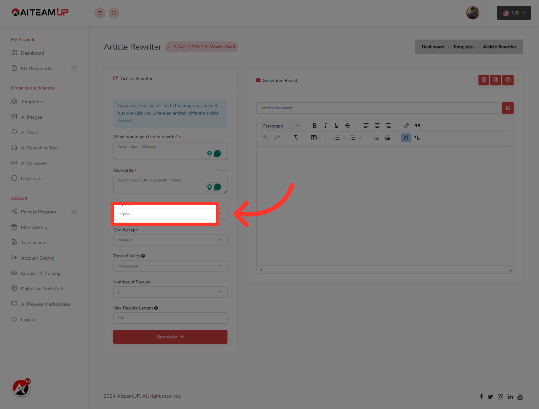 Select your preferred Language