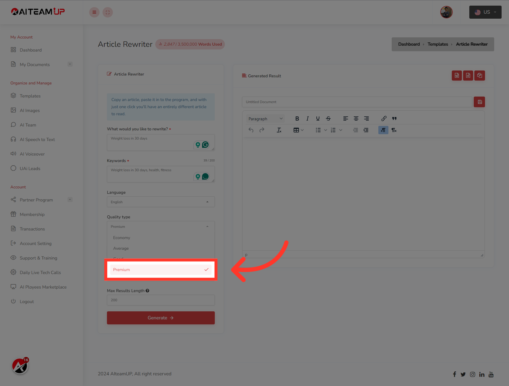 Choose the types of output you like.