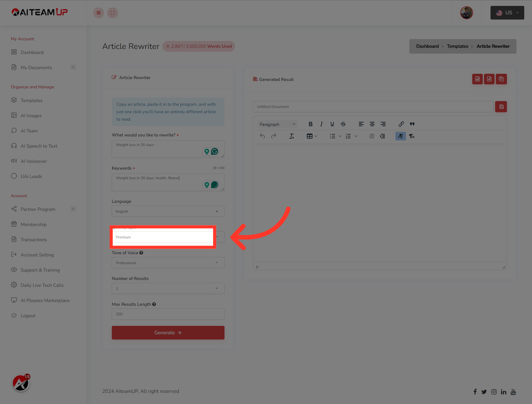 Choose the types of output you like.