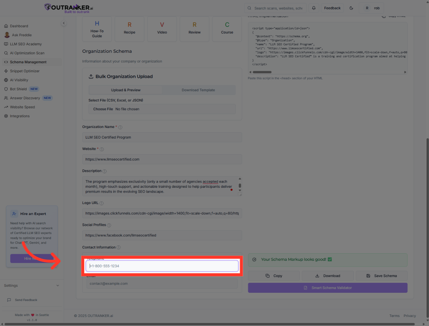 Click 'On The Phone Number Field'