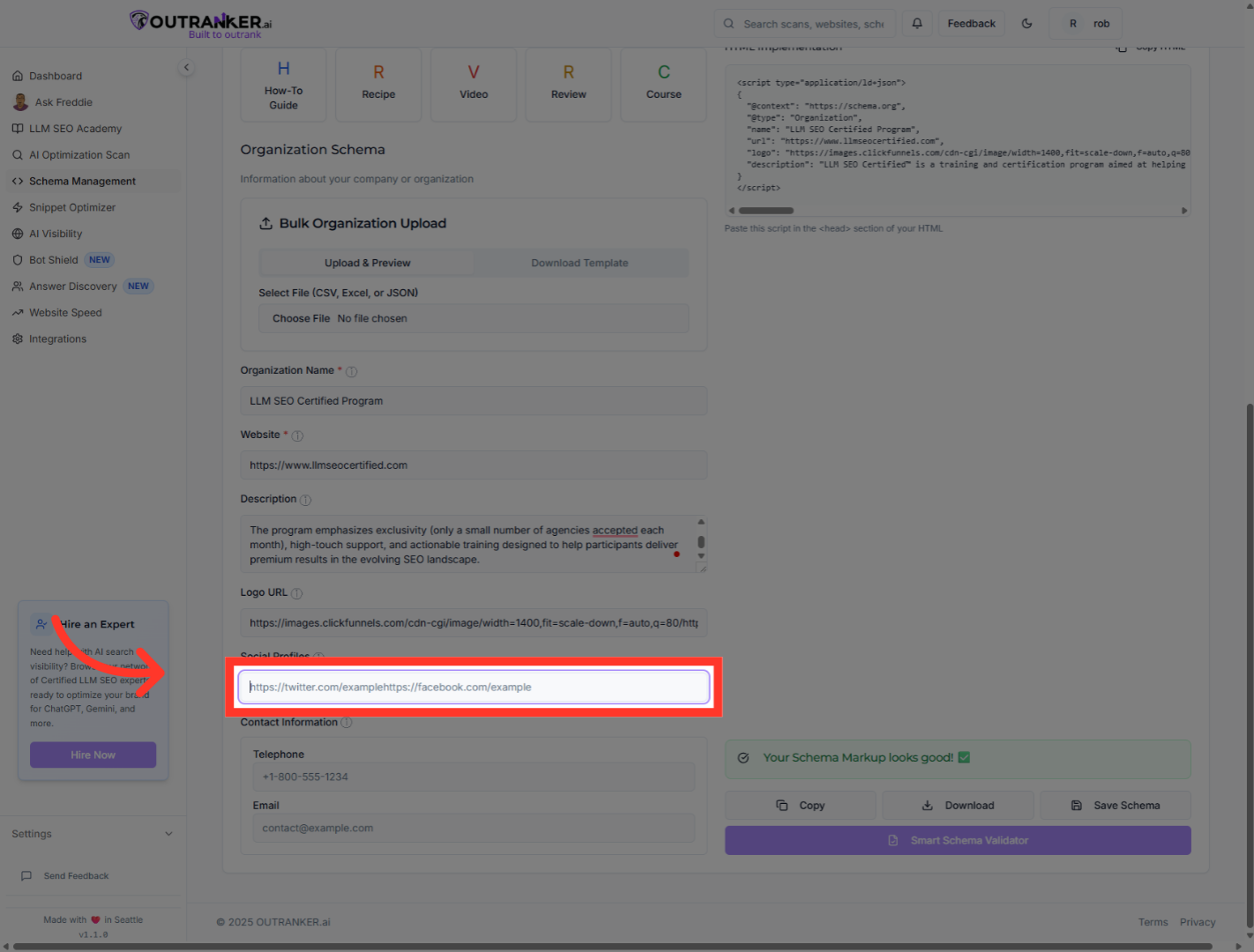 Click 'Social Profiles'