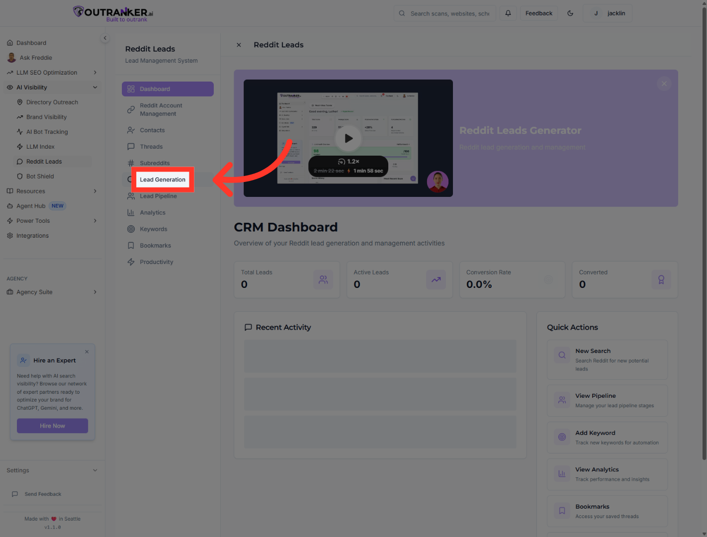 Access Lead Generation Tab