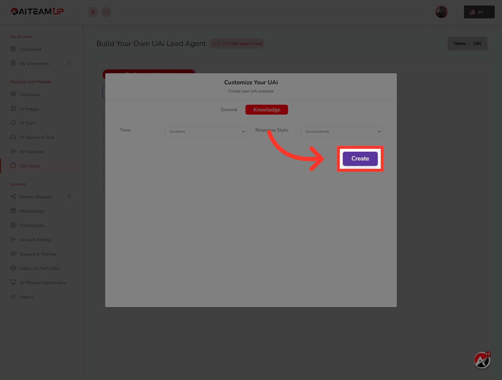 Click 'Create'
