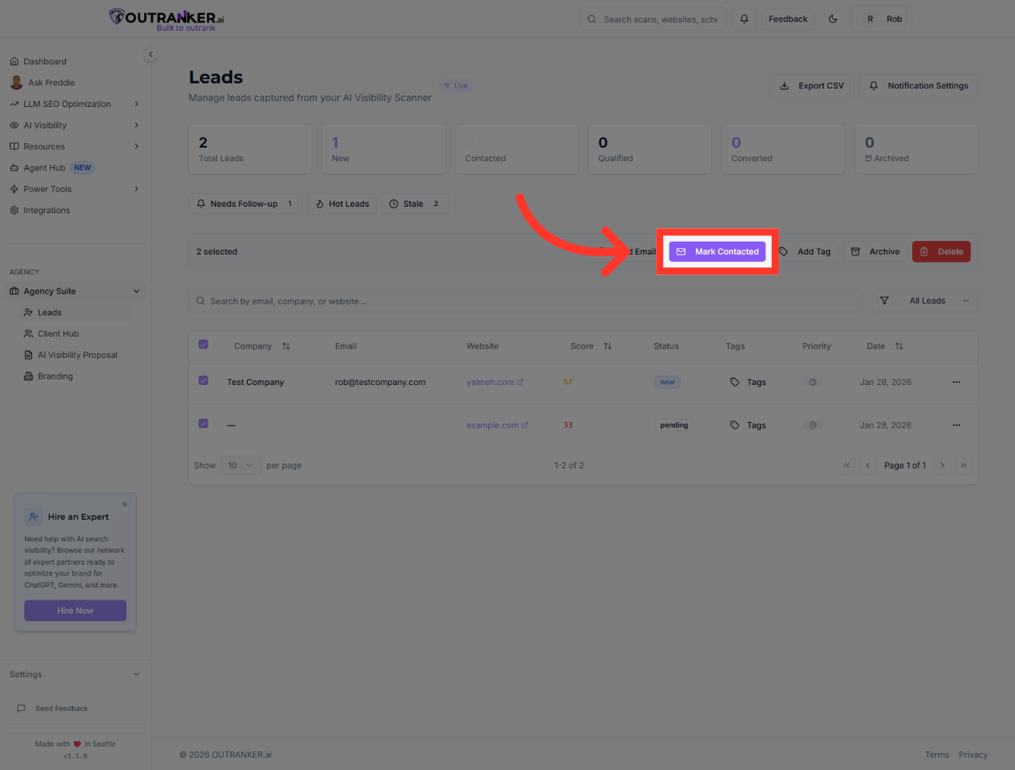 Mark Leads as Contacted