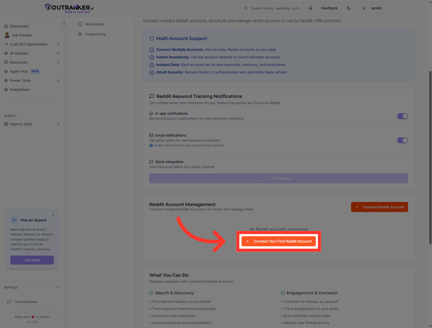 Initiate Reddit Account Connection