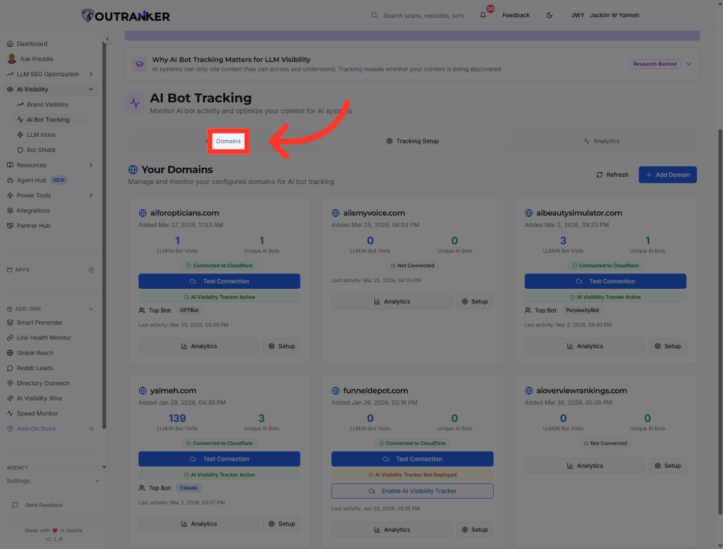 Access Domains Section