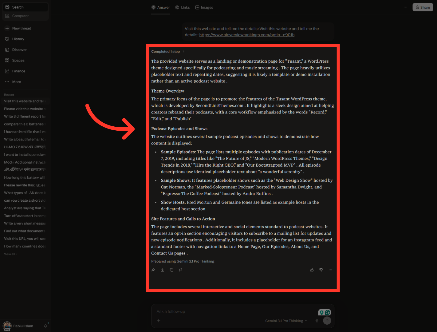 Open Podcast Episodes Section