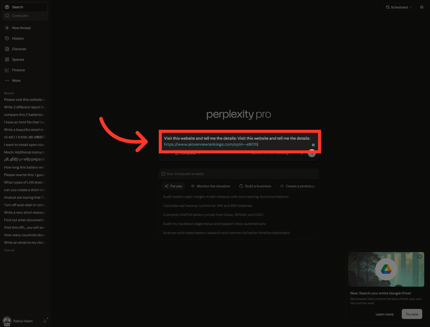 Enter Website Details