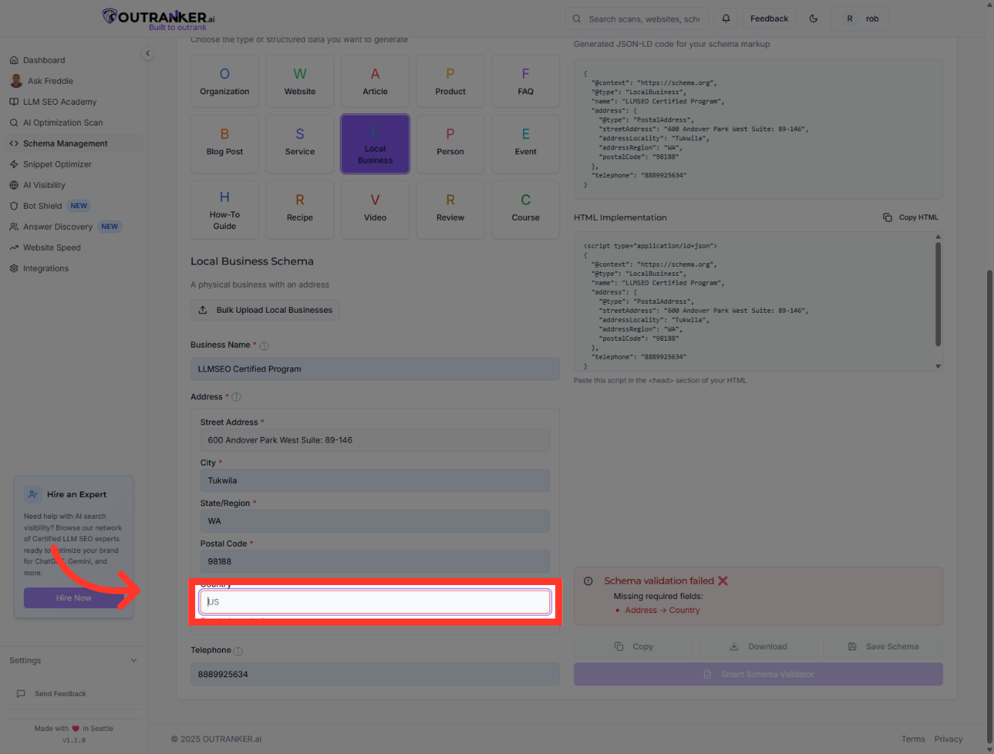 Click 'On The Country Field'