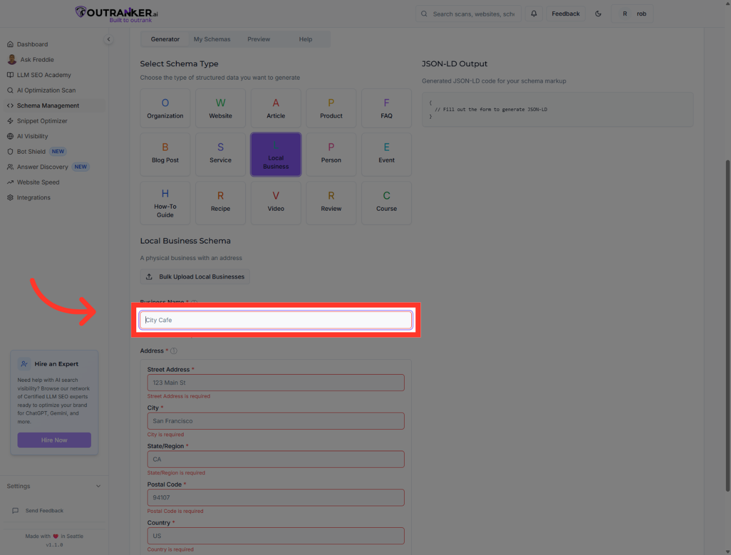 Click 'Business Name*'