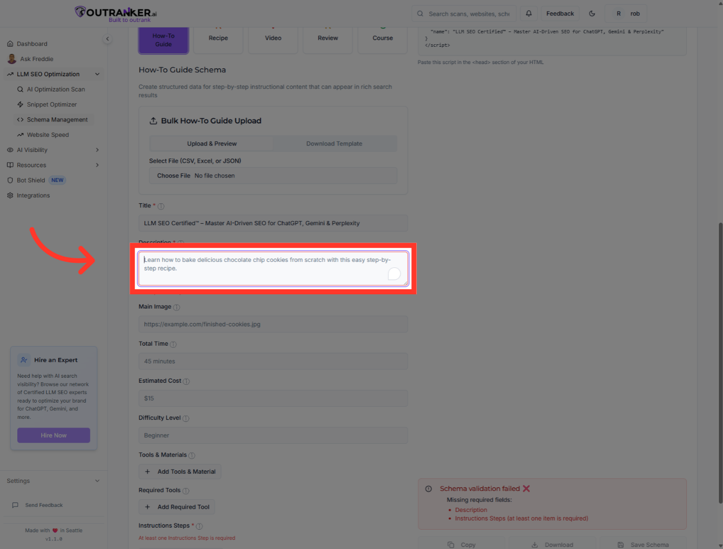 Click 'Description*'