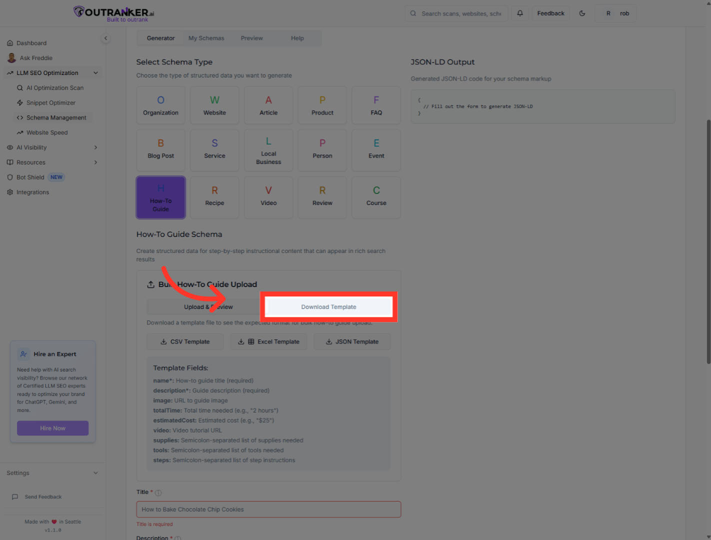 Click 'Download Template'