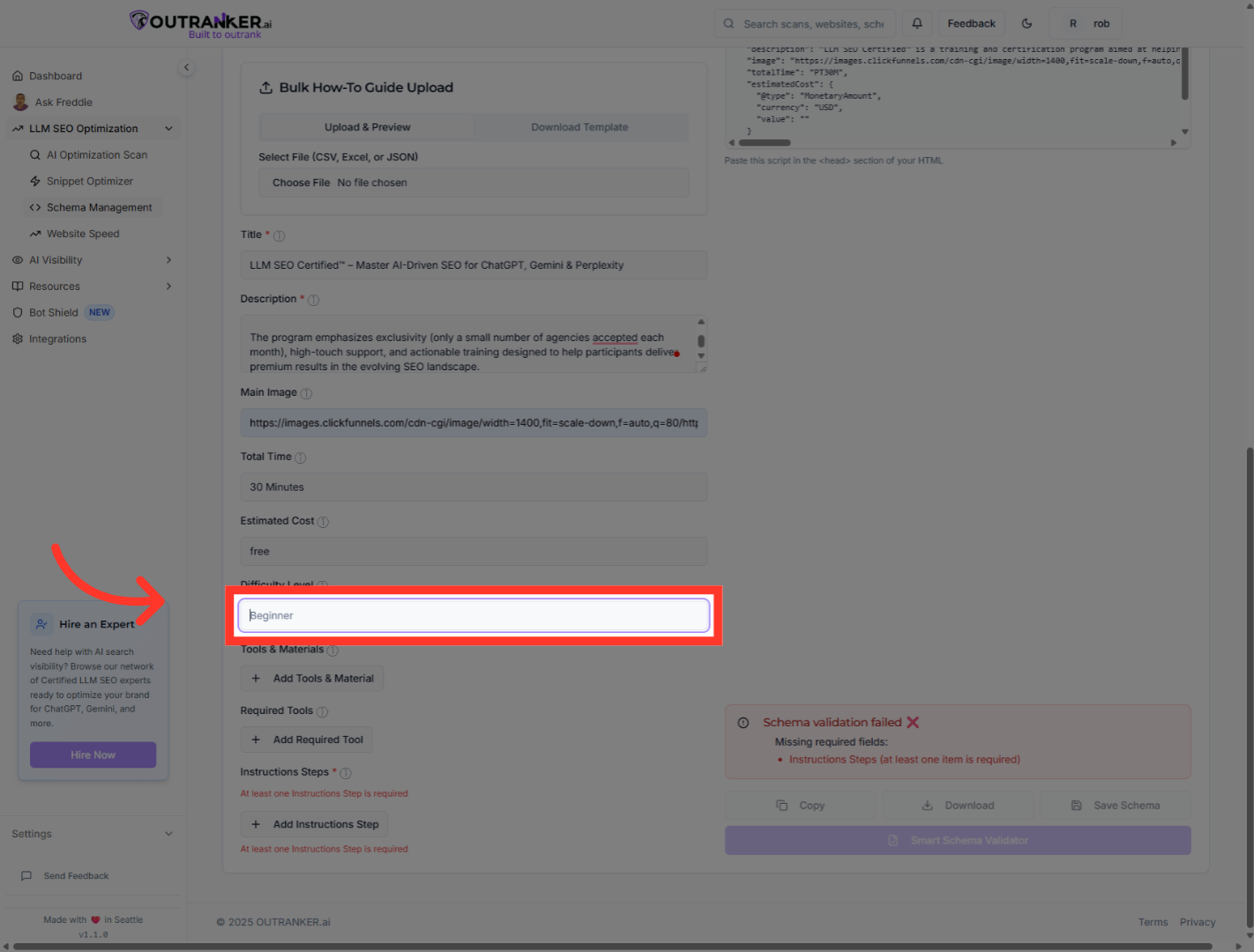 Click 'Difficulty Level'