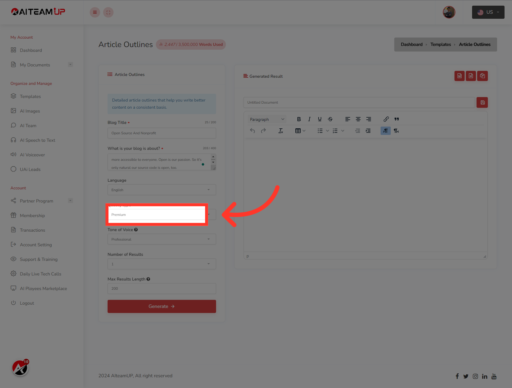 Choose the types of output you like.