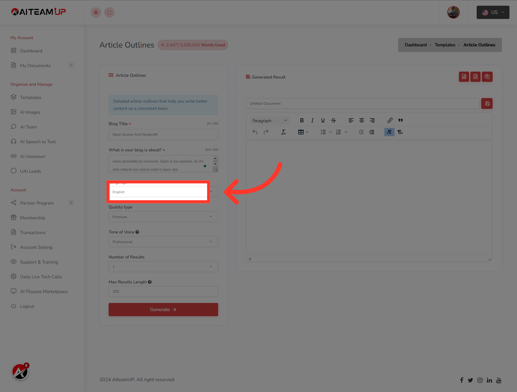 Select your preferred Language