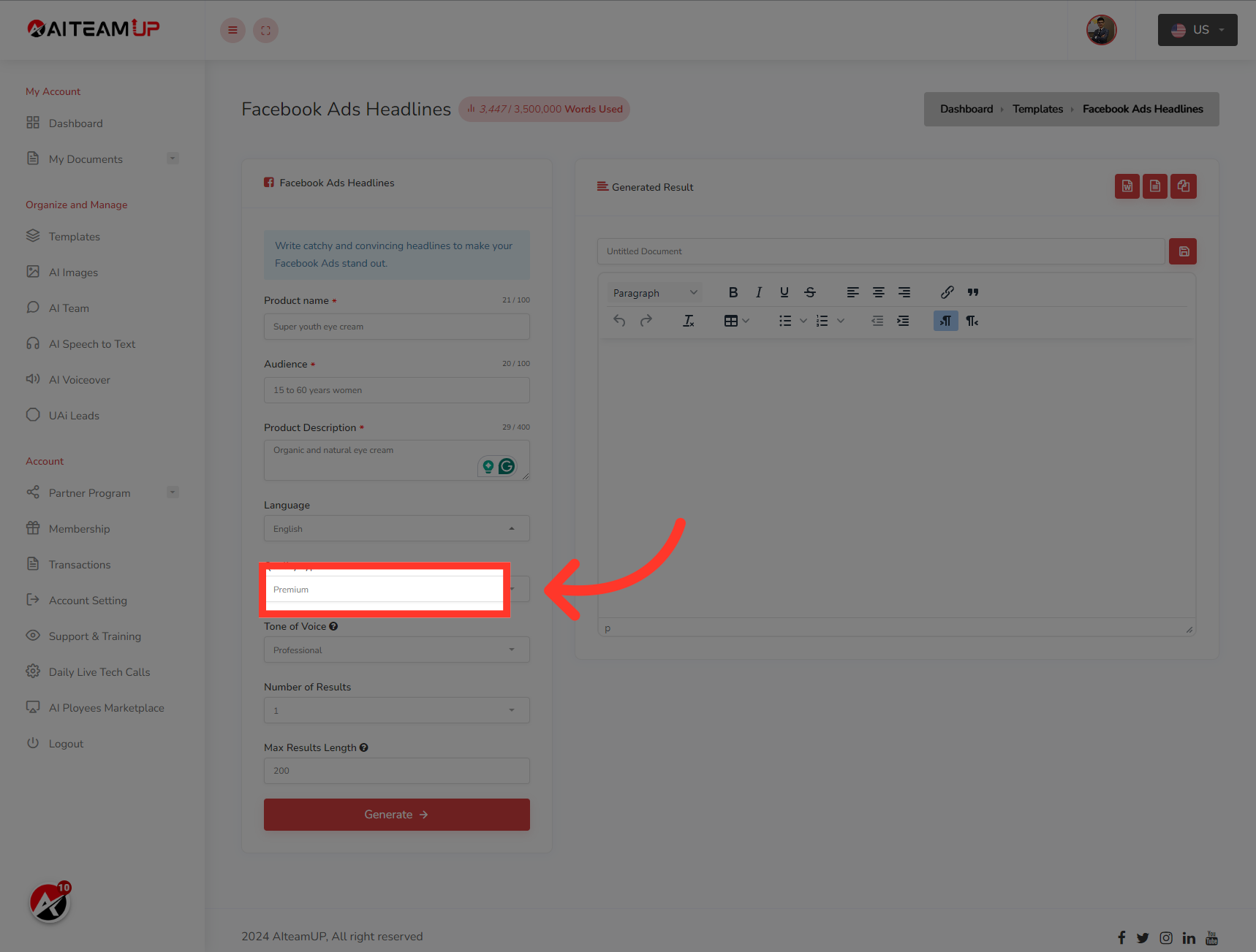 Choose the types of output you like.