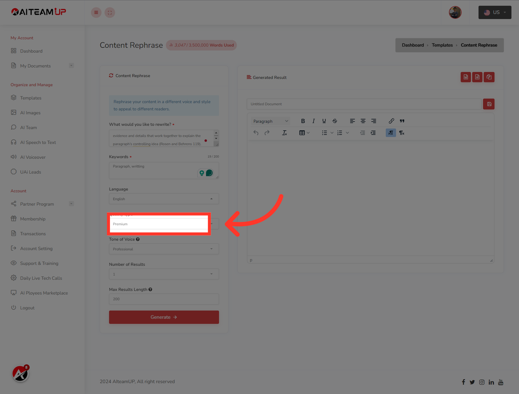 Choose the types of output you like.