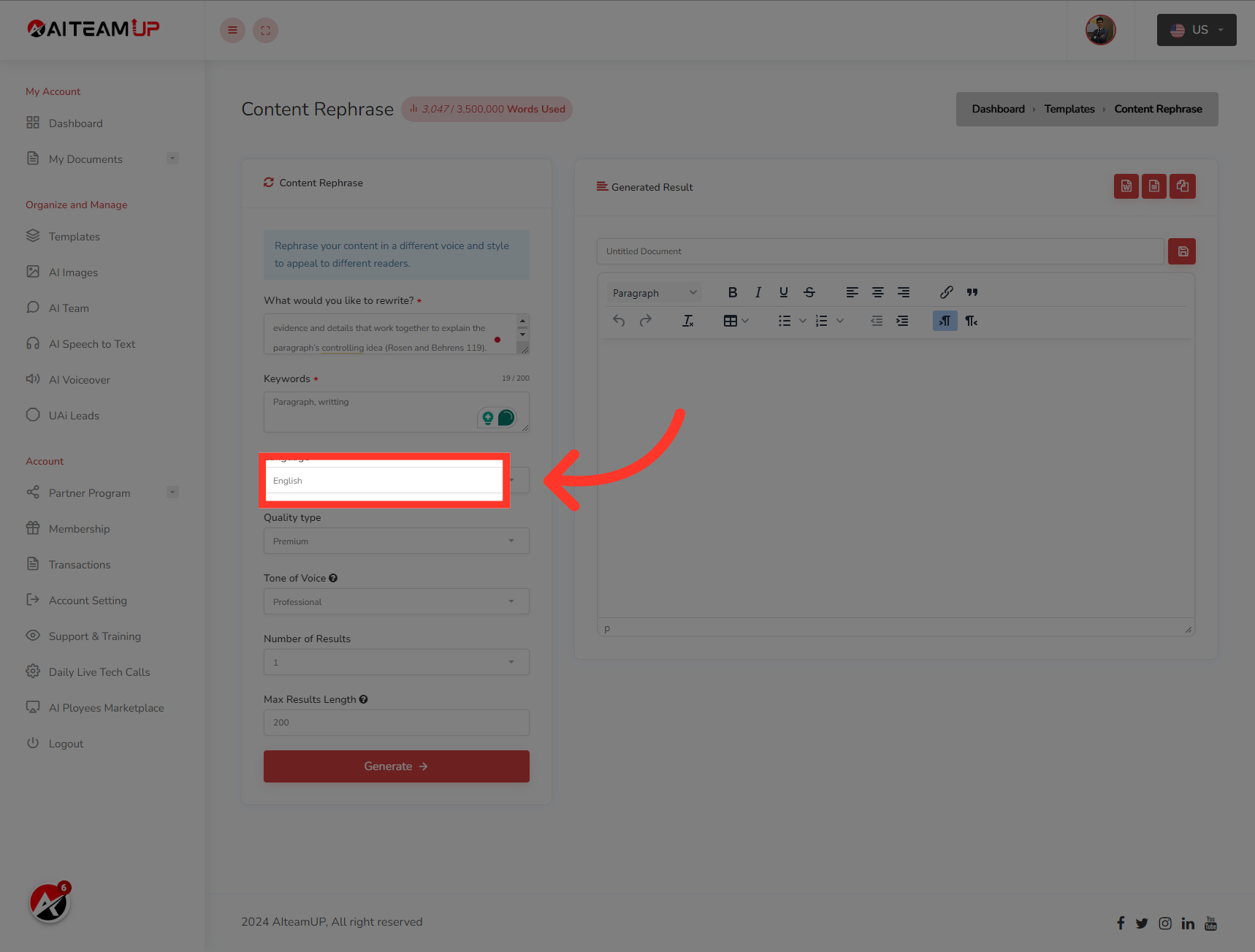 Select your preferred Language