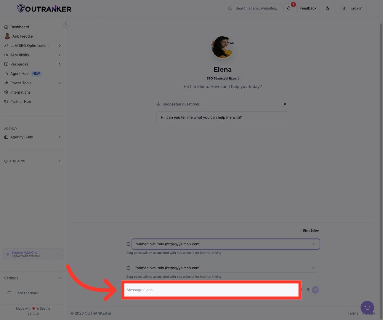 Initiate Message to Elena
