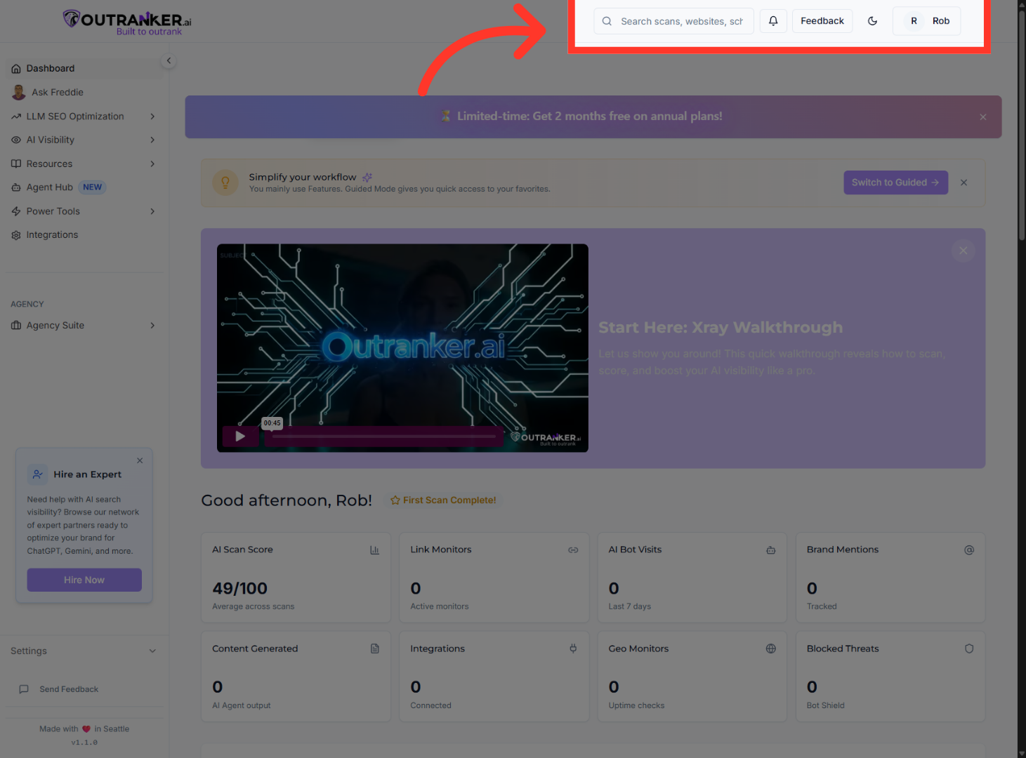 Access Main Dashboard Area