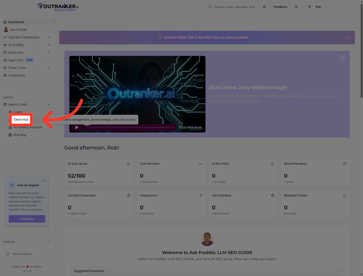 Open Client Hub Section