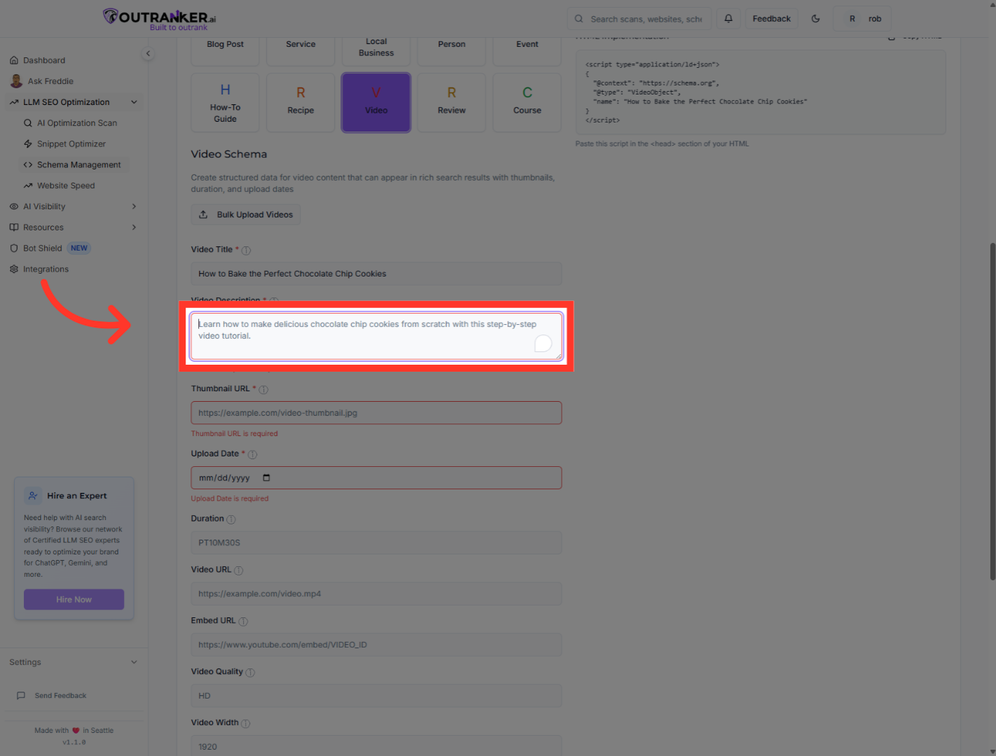 Click 'Video Description*'