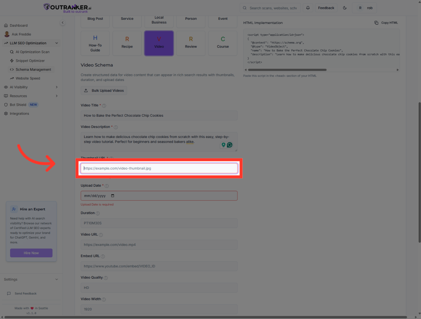 Click 'Thumbnail URL*'