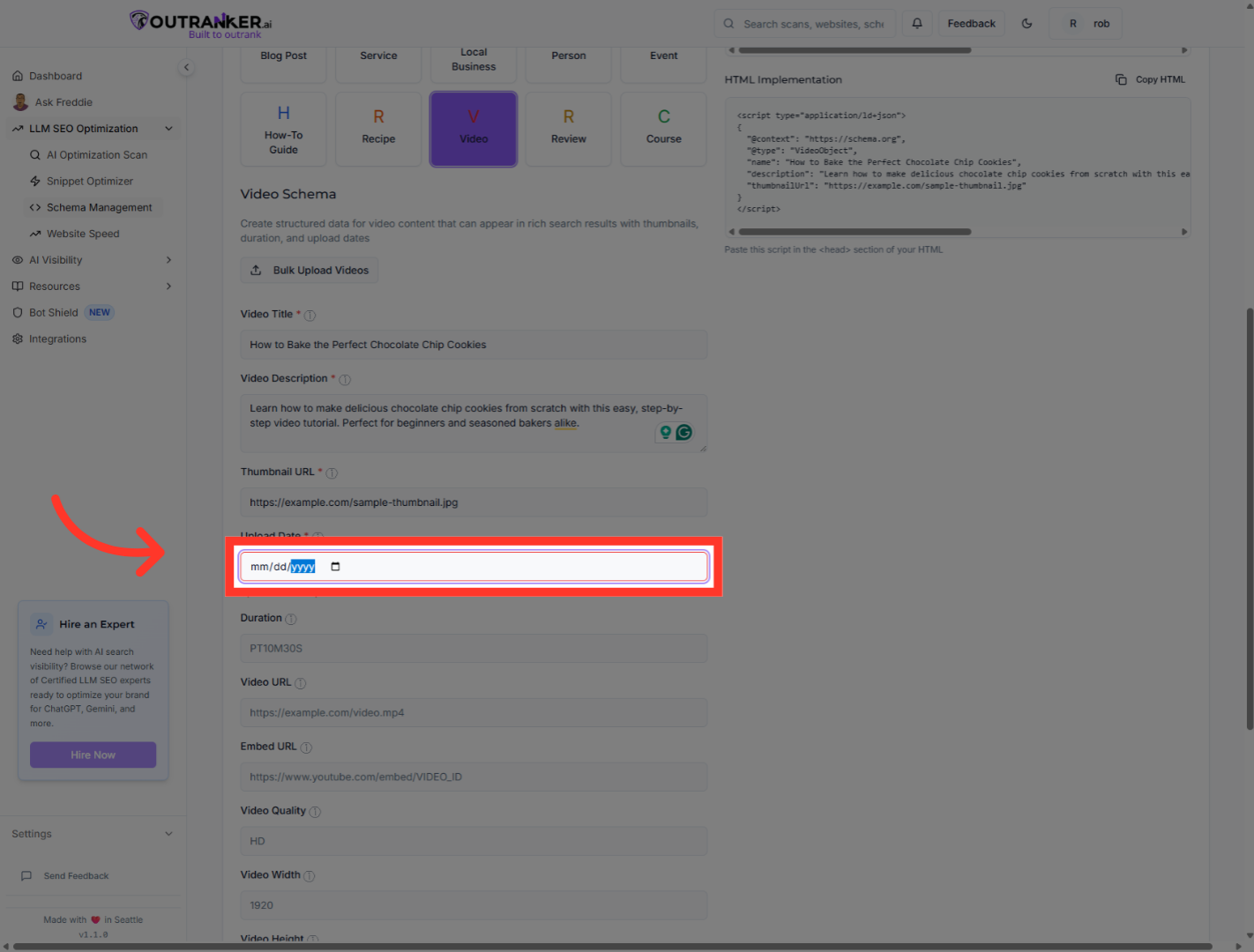 Click 'Upload Date*'