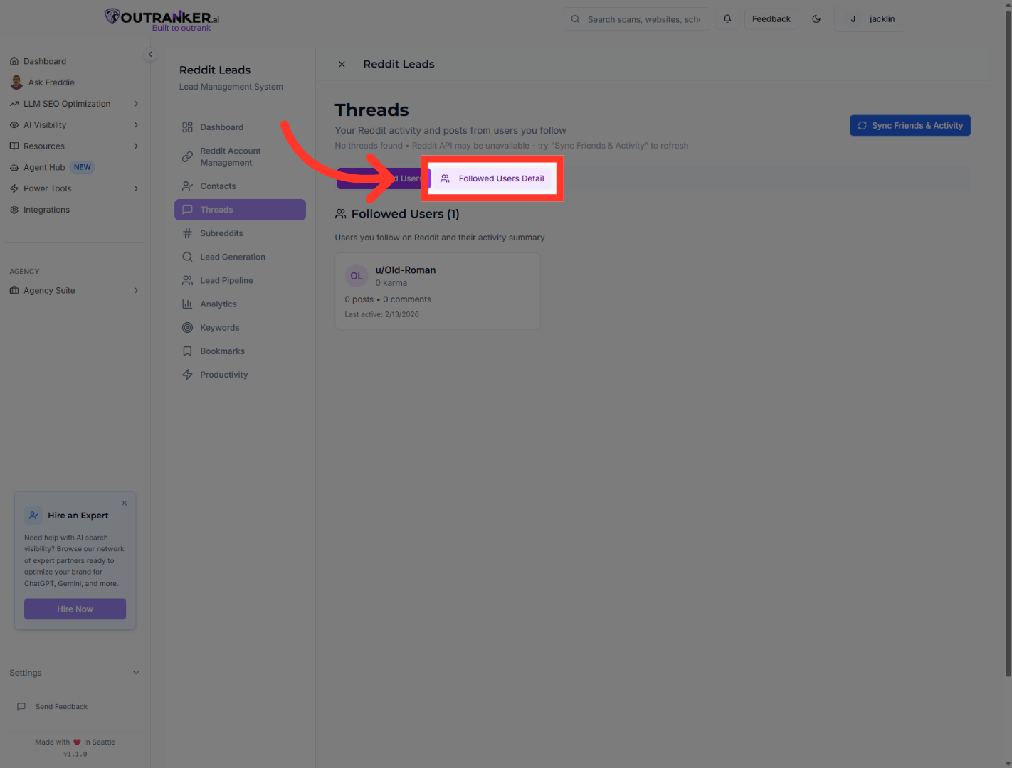 Select Followed Users Detail