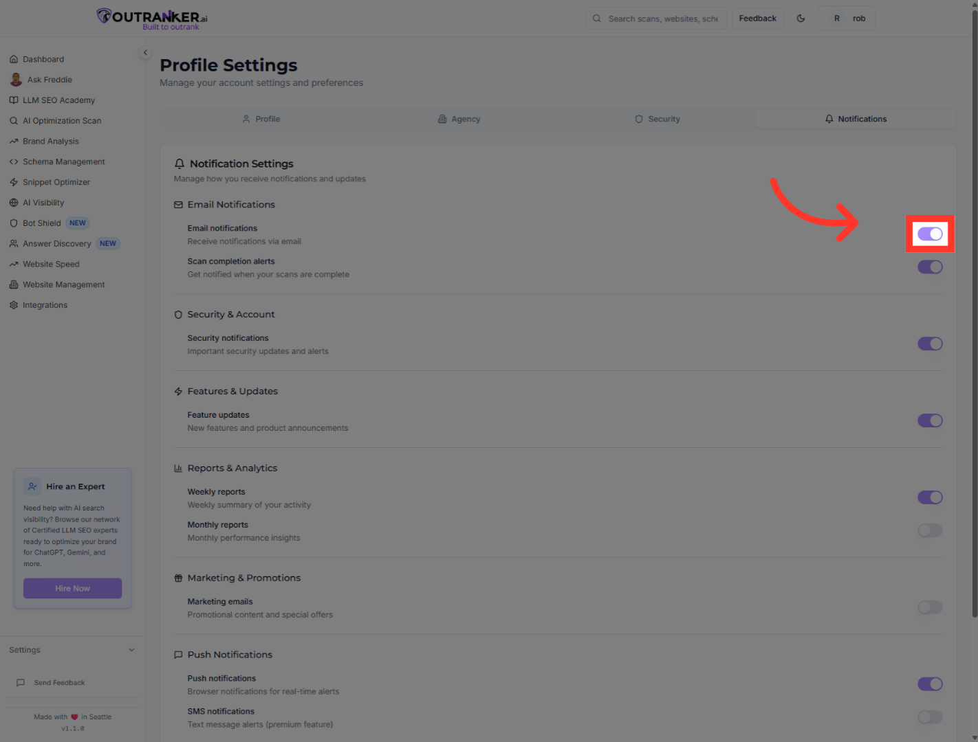 Click 'Email notifications'