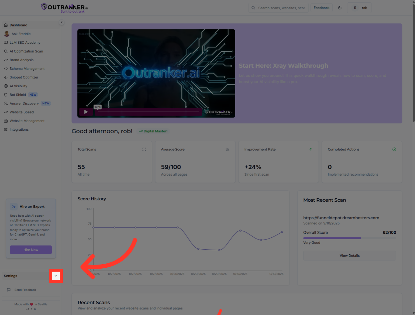 Click on Settings menu