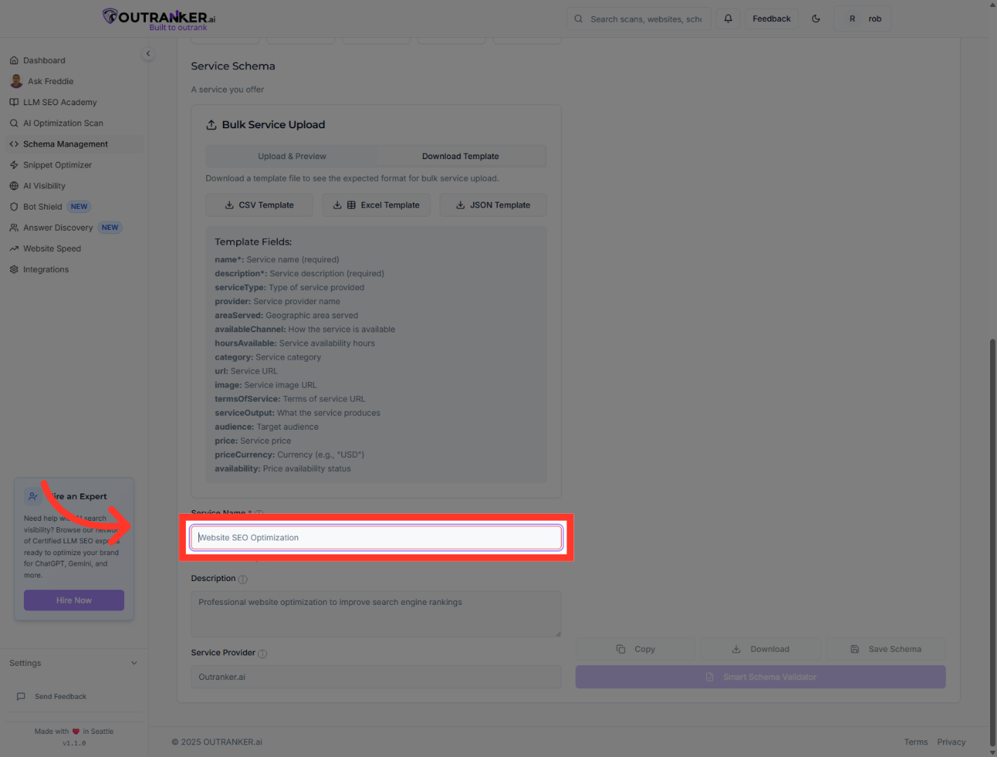 Click 'Service Name*'