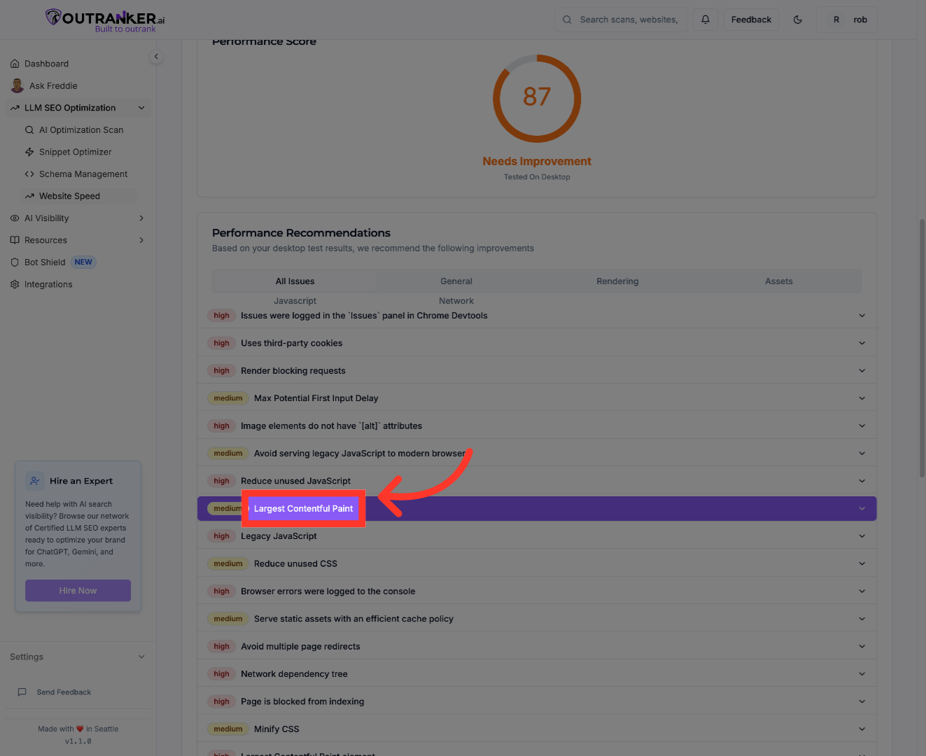 Click 'Largest Contentful Paint'