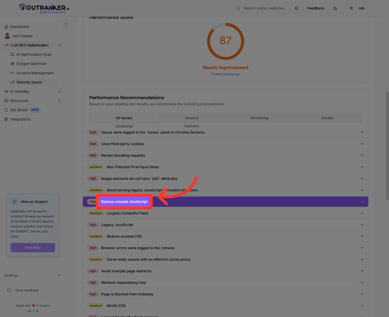 Click 'Reduce unused JavaScript'