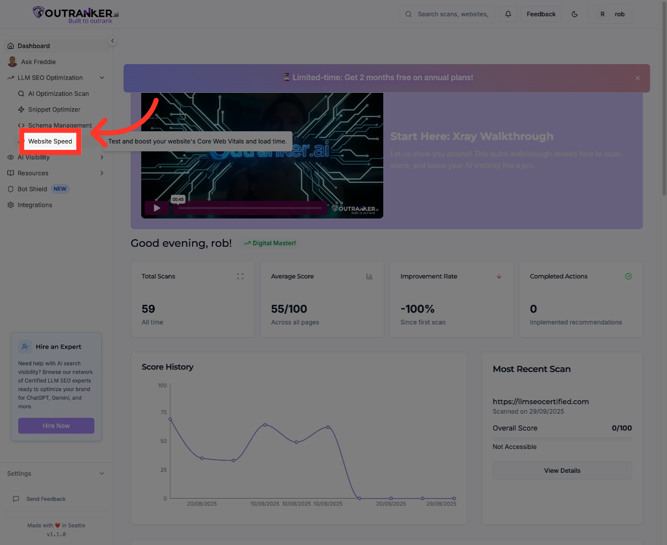 Click 'Website Speed'