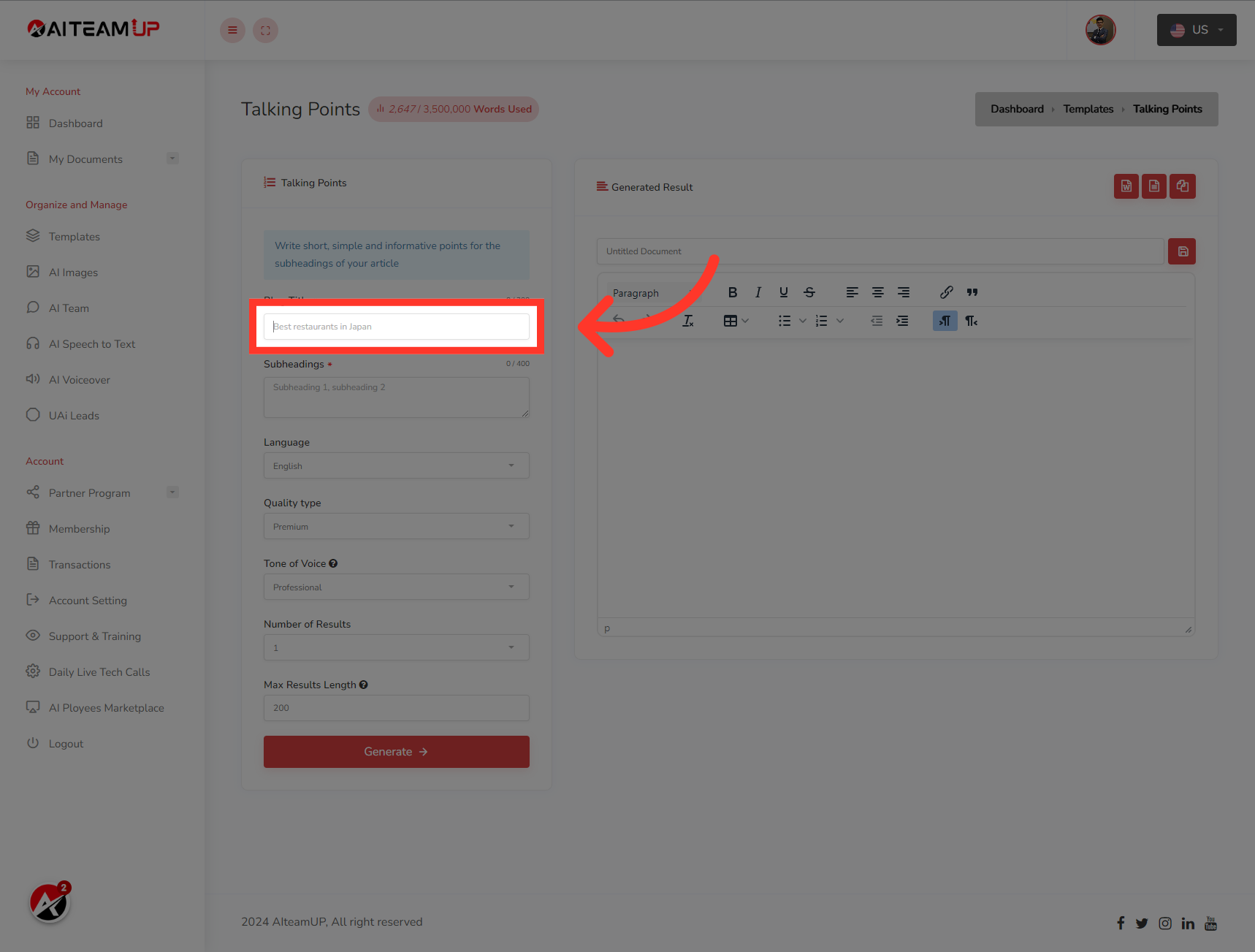 Insert the topics of your content